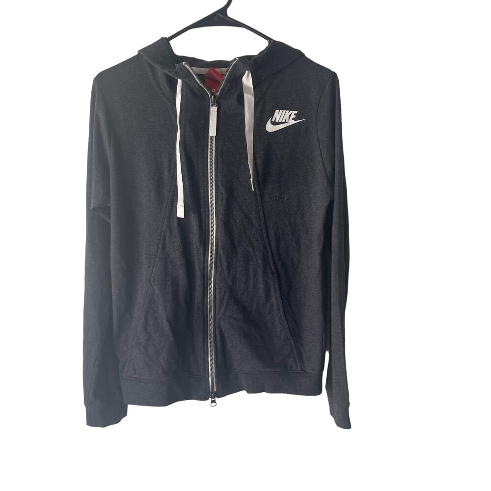 Nike Grey White Size Small Full Zip Hooded Sweater‎